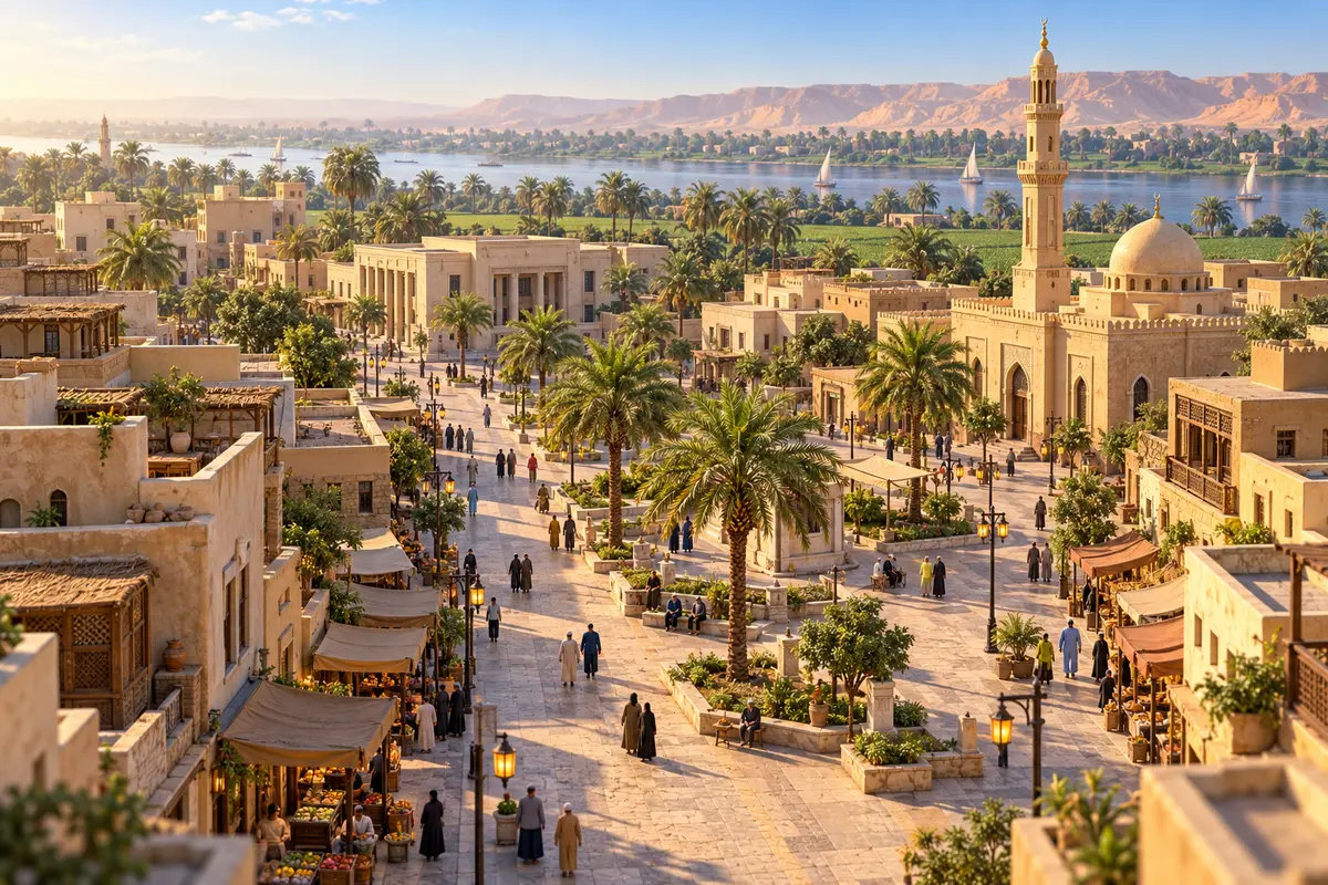 تصور فني مستوحى من مدينة الوقف